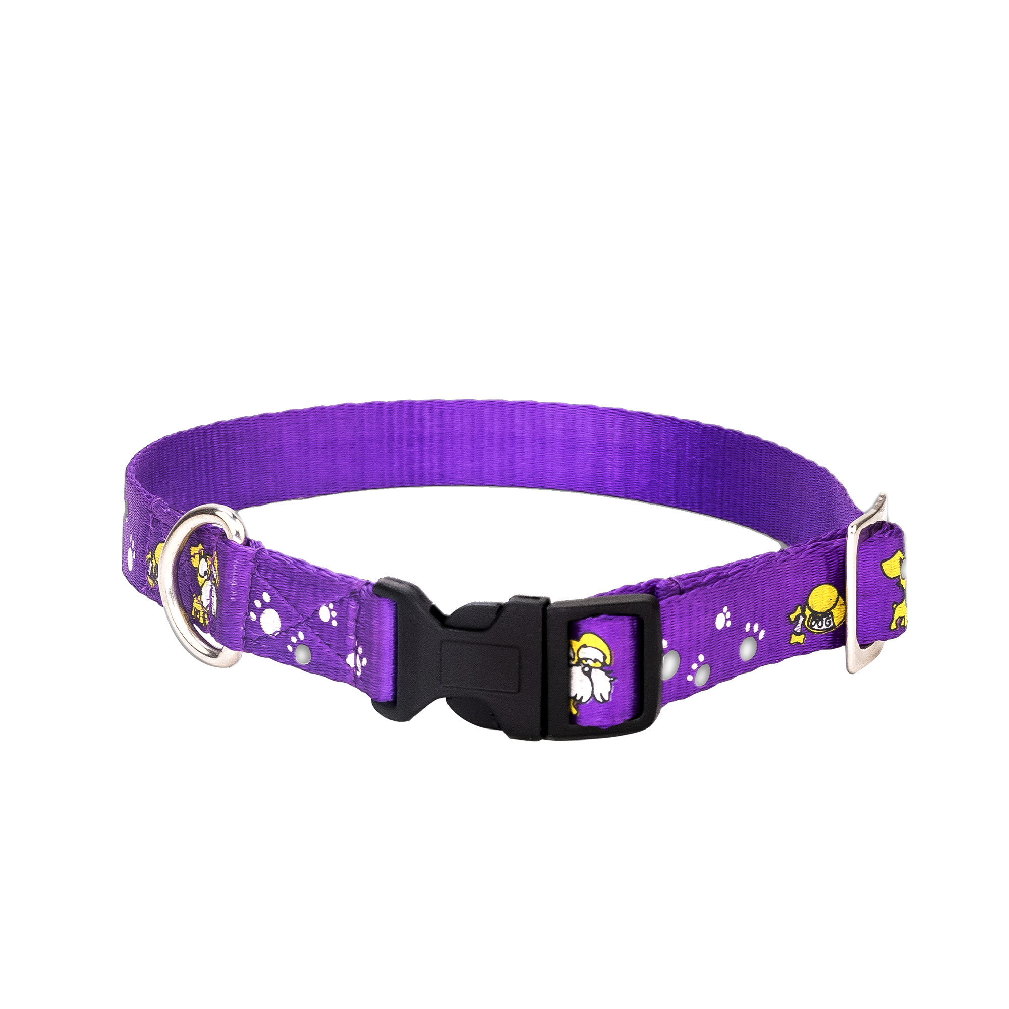 Adil’S Nylon Paw Print Dog Collar with Adjustable Quick Release Buckle & D-Ring for Leashes